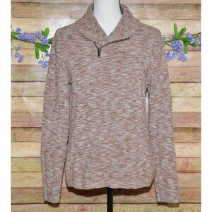 Express Ladies Brown Zip Shawl Collar Sweater Size M Cotton Warm Casual